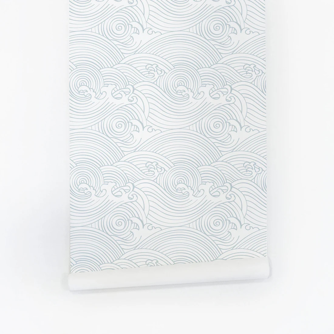 Light Blue Chinese wave pattern removable wallpaper | Livettes Wallpaper