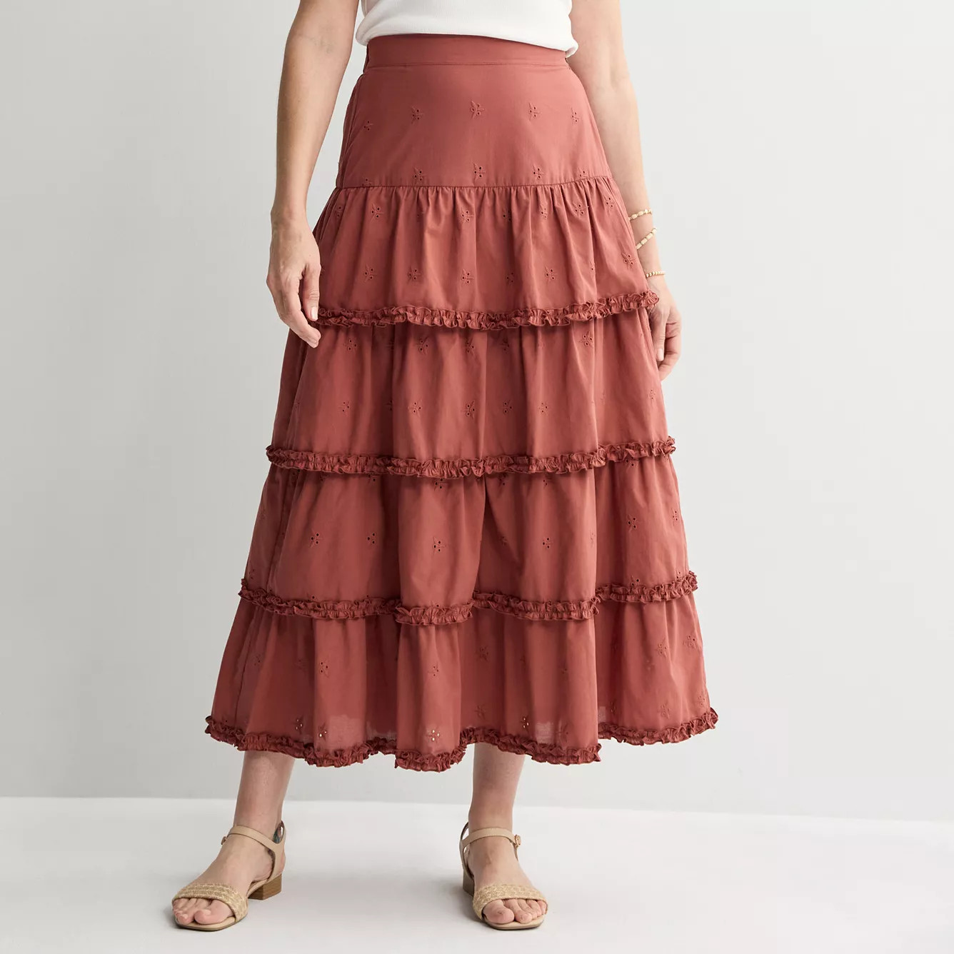 Women's Farmers Market Eyelet Maxi Skirt | Kohl's