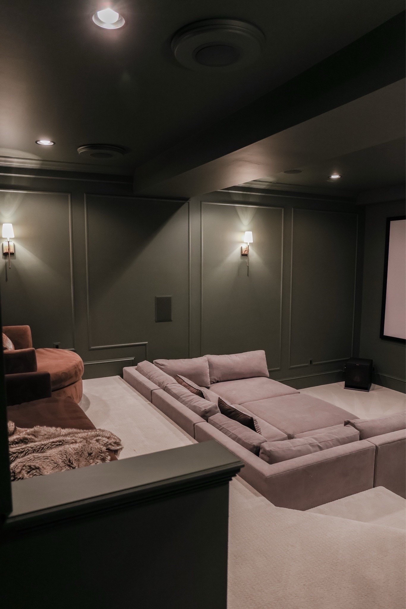 Our home theater room is complete with this amazing sectional and more. Linked everything we used here! #hometheater #archedmanor #modernhome #neutralhome #homedecor #casualstyle #neutralstyle #LTKSpringSale