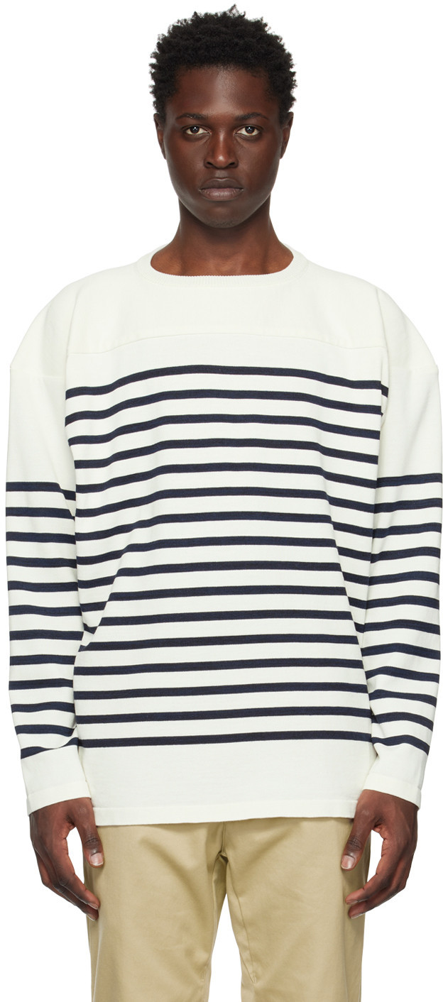 nanamica White Striped Sweater | SSENSE