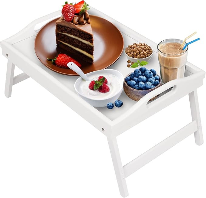 Bed Tray Table Folding Legs with Handles Breakfast Food Tray for Sofa,Bed,Eating,Drawing,Platters... | Amazon (US)