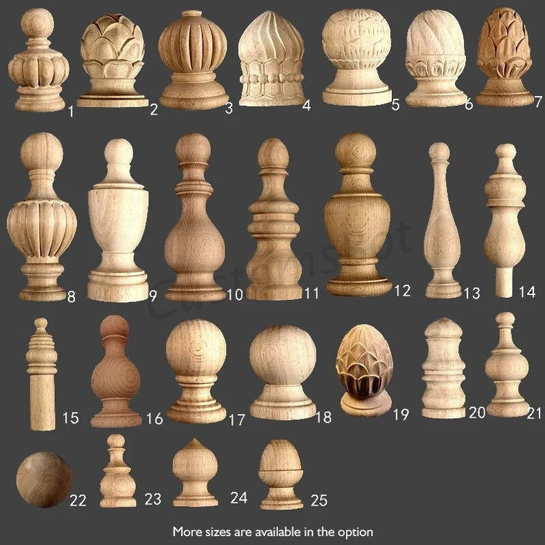 Unfinished Decorative Carved Staircases Newel Post Cap Solid | Etsy | Etsy (US)