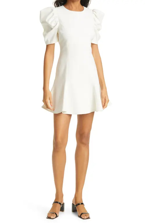 LIKELY Alia Puff Sleeve Fit & Flare Dress in White at Nordstrom, Size 14 | Nordstrom