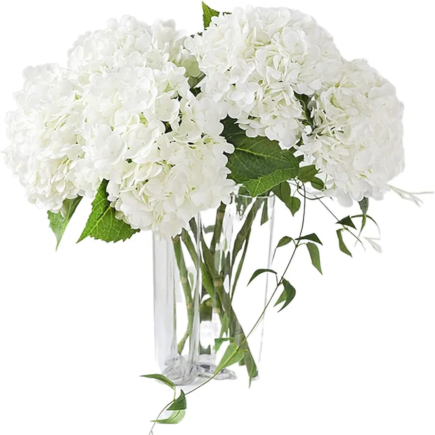 SMFM 3 Pcs 21in Artificial Hydrangea Flower Large Natural Lifelike Real Touch Hydrangea Flower Fa... | Amazon (US)