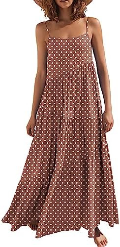 ANRABESS Women Summer Casual Loose Sleeveless Sundress Spaghetti Strap Flowy Boho Linen Beach Vac... | Amazon (US)