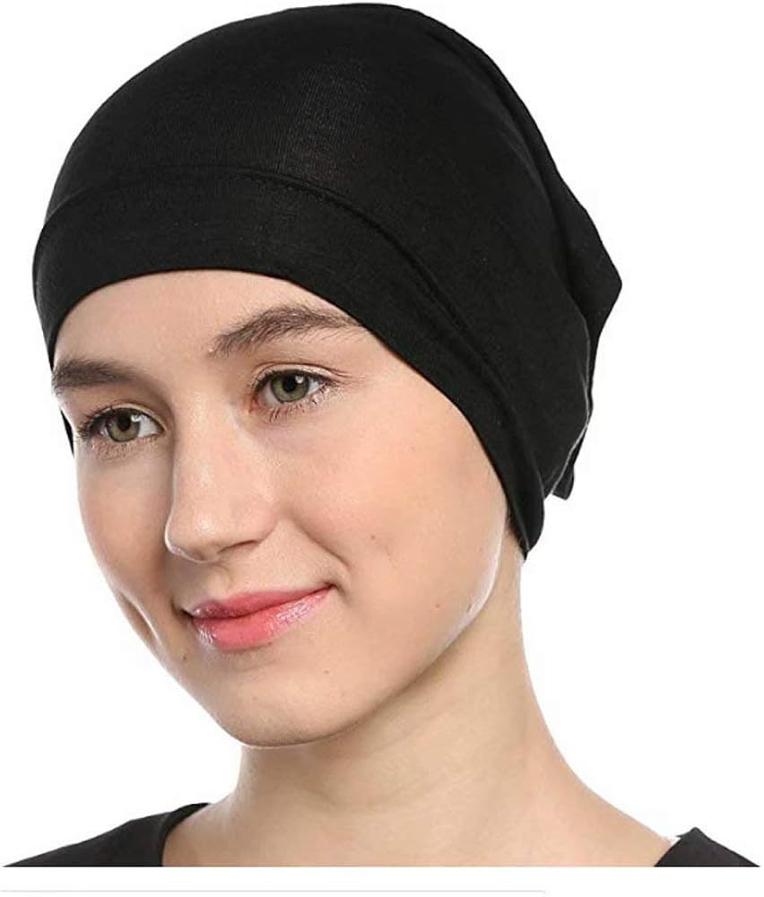 Black Under Scarf Tube Cap with Brim (Hijab Accessory), mens female, Black, Size One Size | Amazon (US)