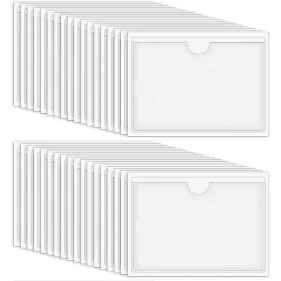 48 Pcs Self-Adhesive Index Card Pockets, Boriyuan Clear Plastic Label Holders Top Open for Loadin... | Walmart (US)