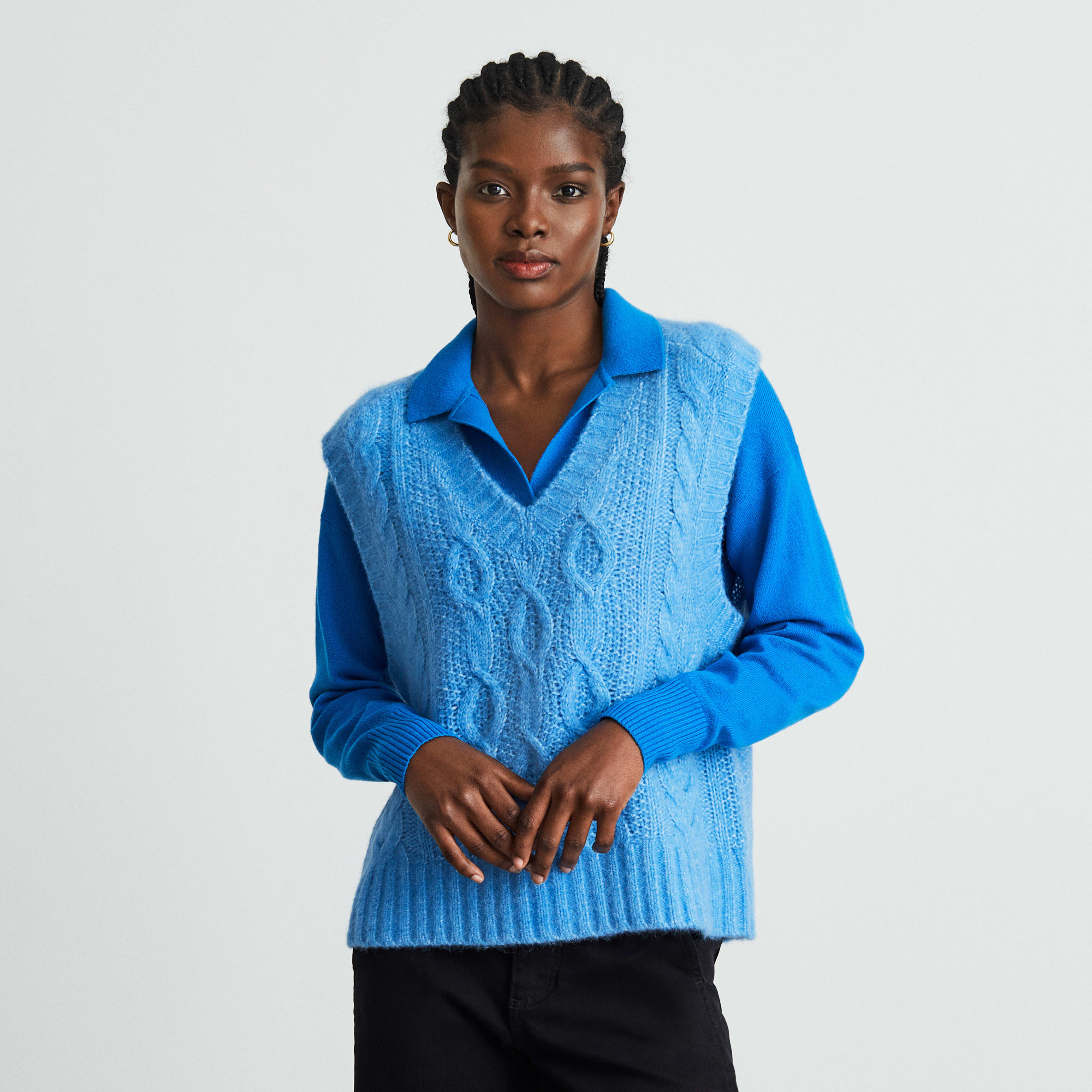 Women's Cloud Cable-Knit Vest Sweater by Everlane in Lake, Size XS | Everlane
