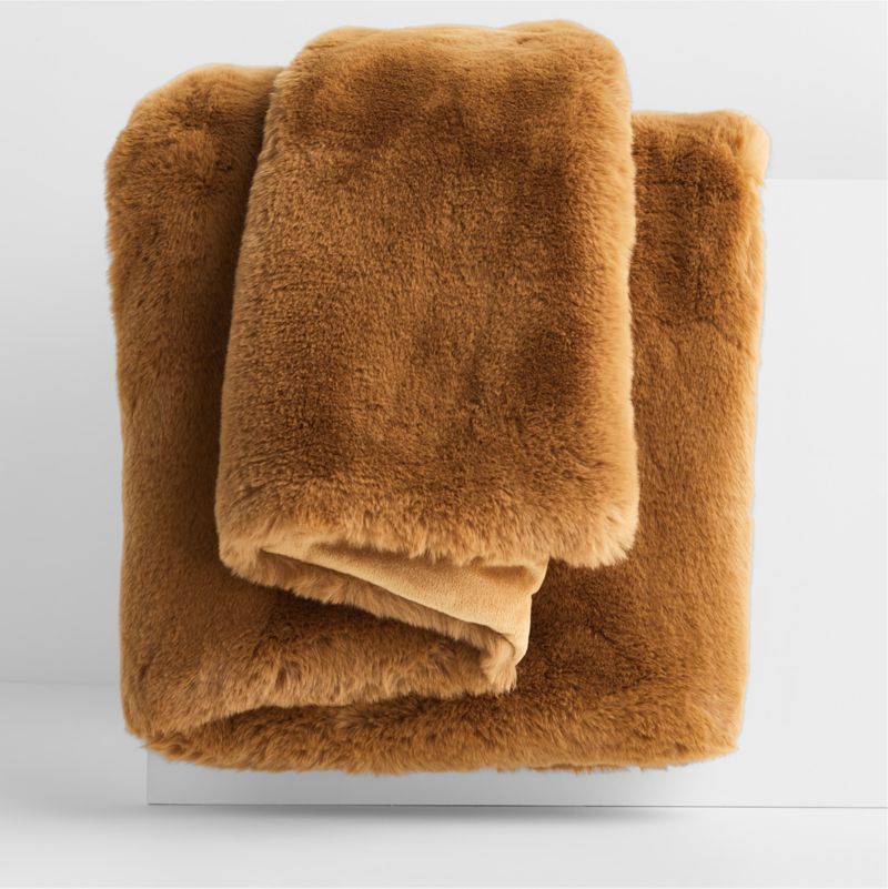 Brulee Brown Faux Fur 70"x55" Throw Blanket + Reviews | Crate & Barrel | Crate & Barrel