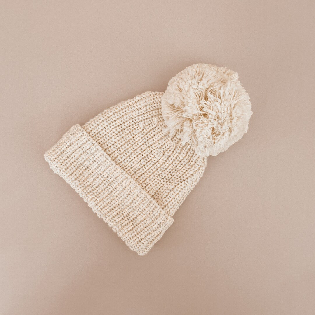 Honey Chunky Knit Beanie - NB to 12months - Baby first outfit - Photoshoot - Cream colour romper | Etsy (US)