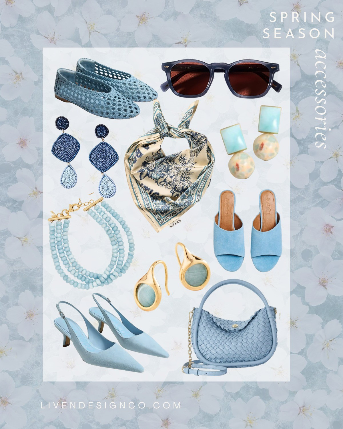 Blue accessories. Blue clutch. Sunglasses. Earrings. Slingbacks. Ballet flats. Scarf. Platforms. Statement necklace 

#LTKSeasonal #LTKSaleAlert #LTKMothersDay