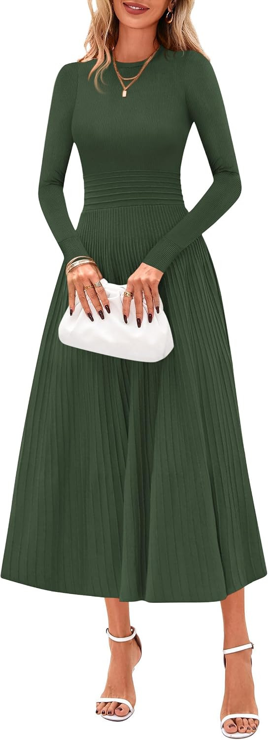 PRETTYGARDEN Women's Long Sleeve Knit Maxi Sweater Dress | Amazon (US)