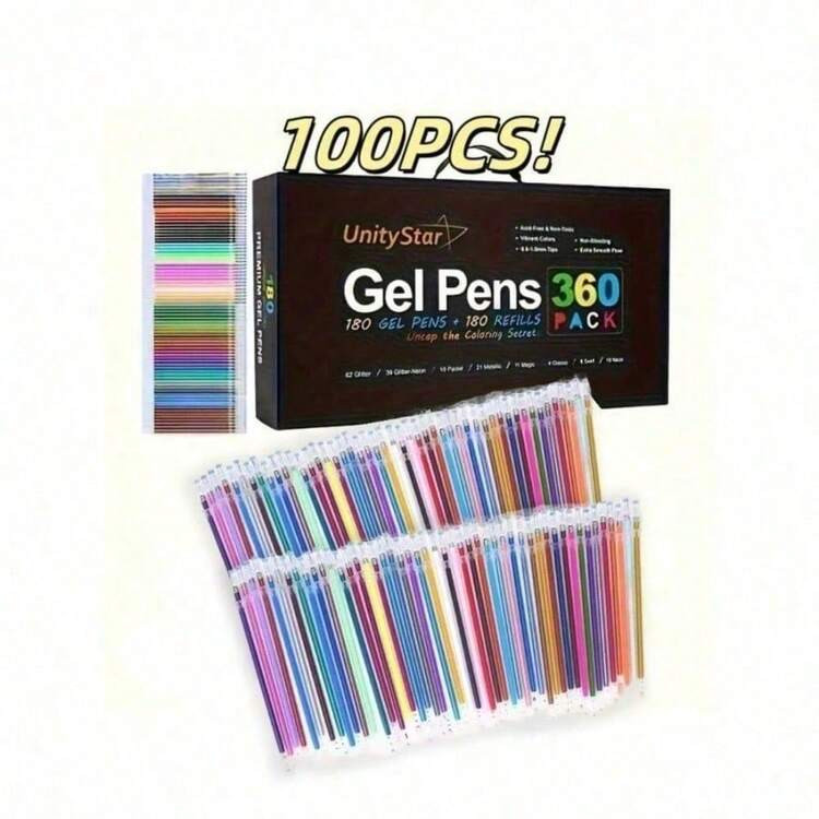100 Color Gel Pen Set, Colored Fine Tip Gel Pens For Coloring Books, Smooth Writing Fine Point Ge... | SHEIN