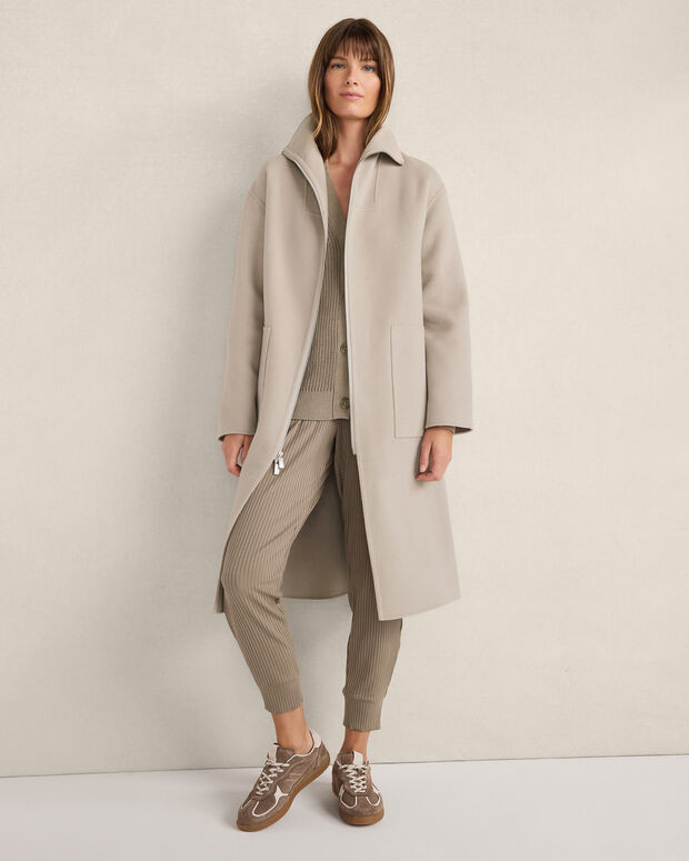 Wool Blend Funnel Neck Coat | Haven Well Within