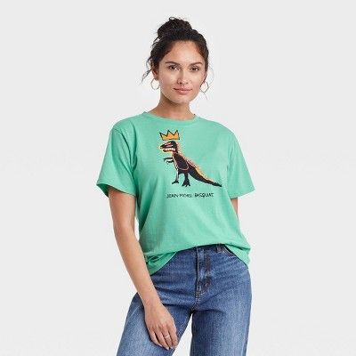 Women's Basquiat Dinosaur Short Sleeve Graphic T-Shirt - Green | Target