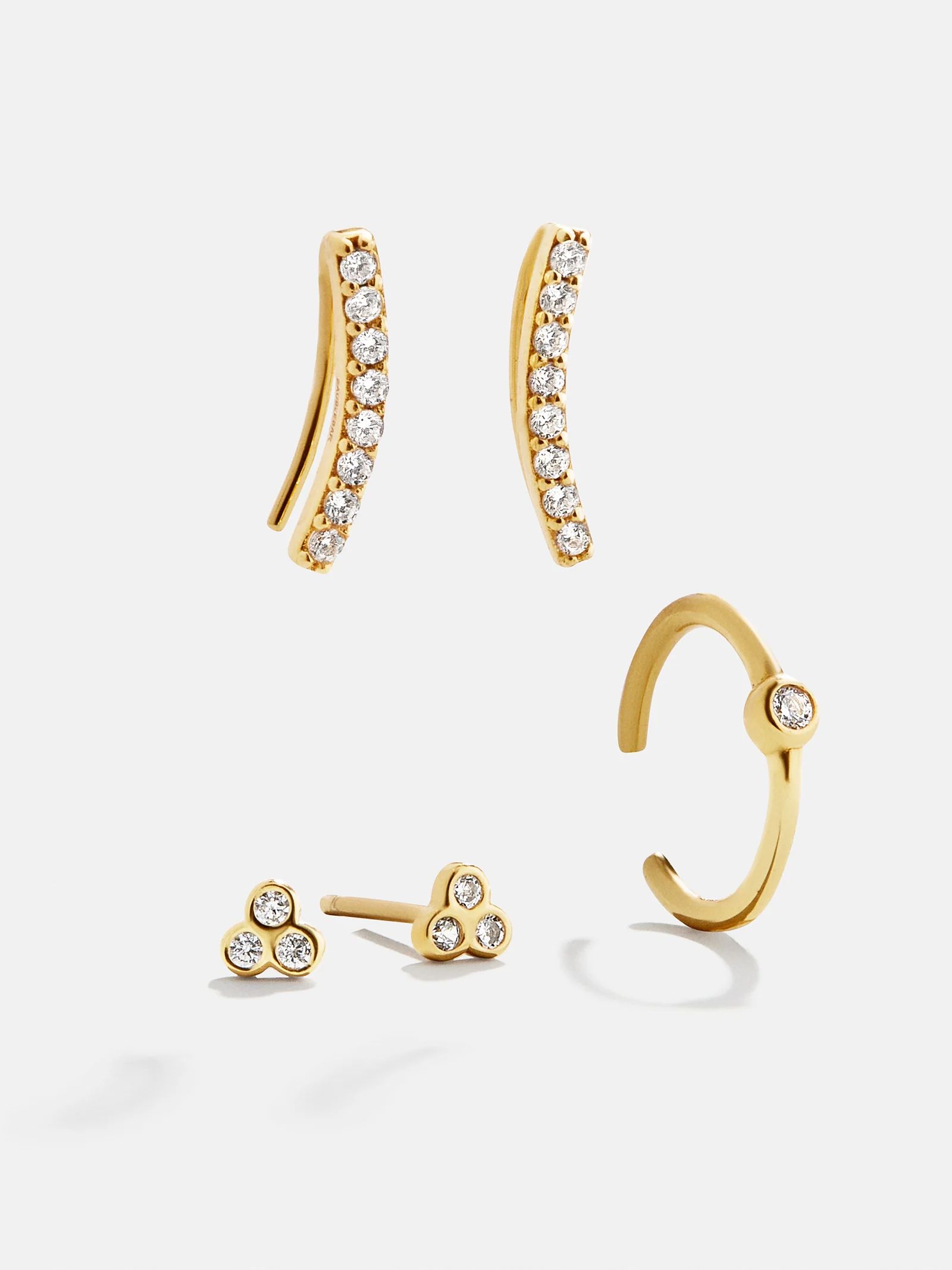 Louise 18K Gold Earring Set - Gold/Pavé | BaubleBar (US)