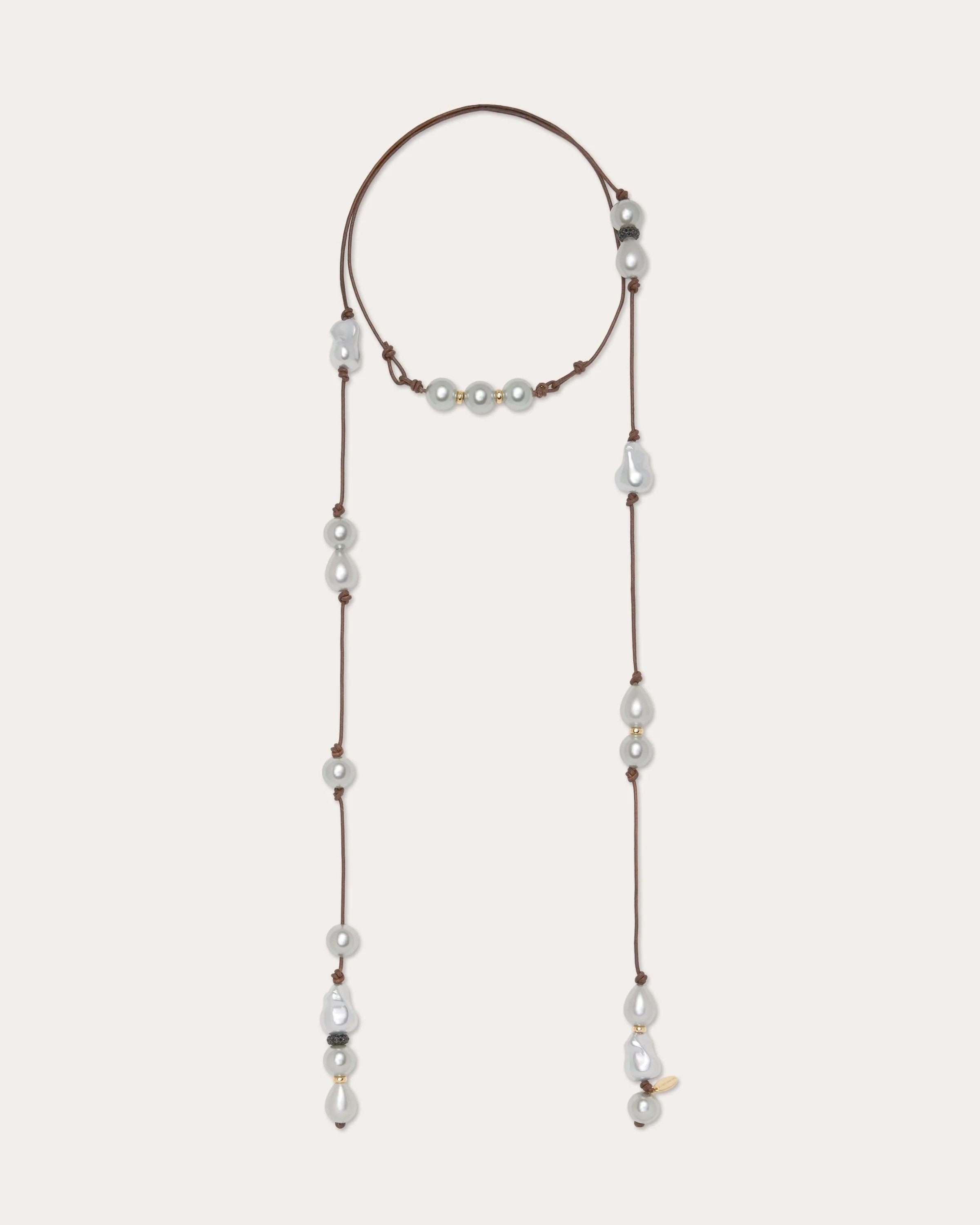 Riya Pearl Cord Wrap Necklace in Pearl | Ramy Brook