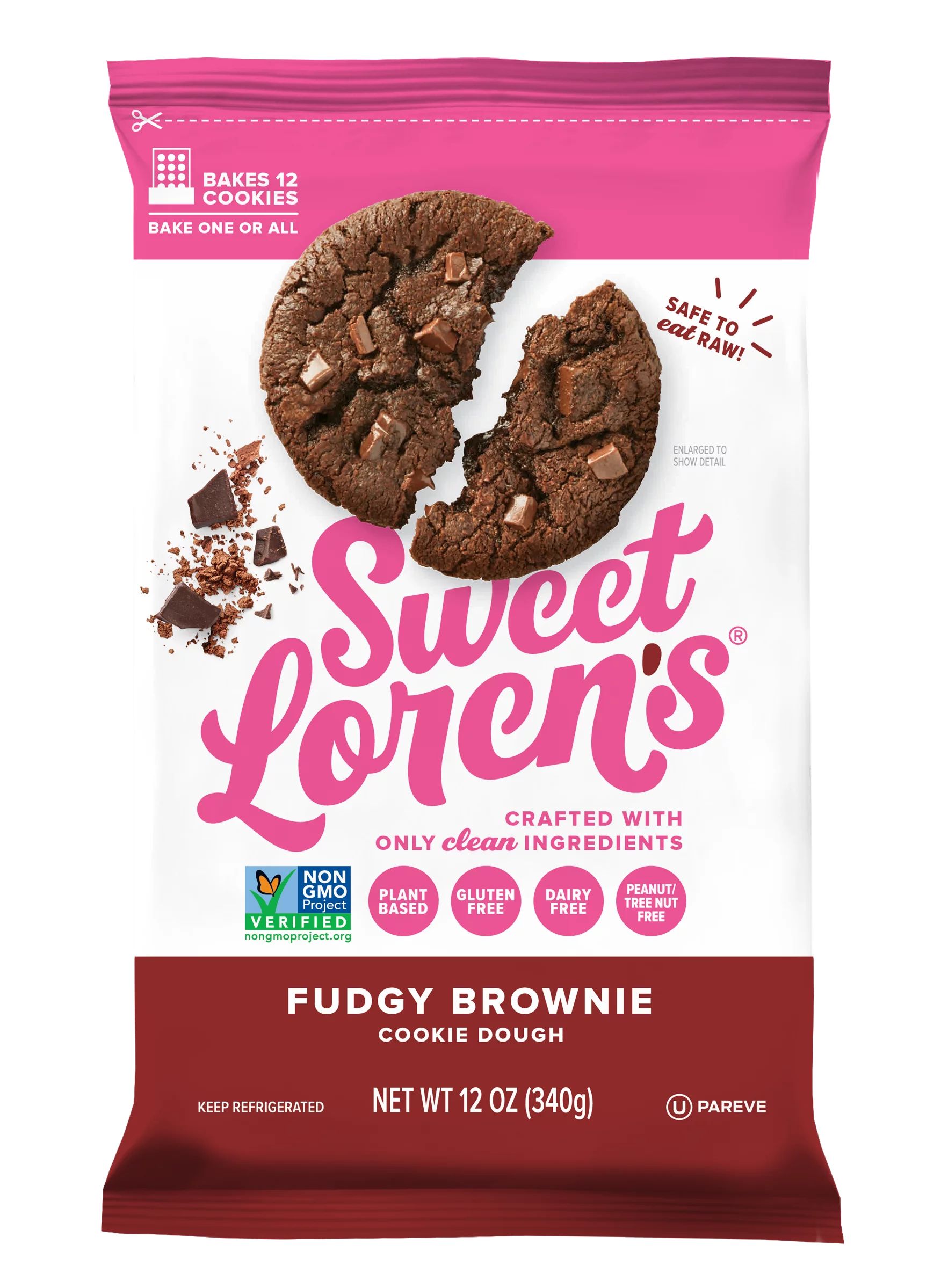 Sweet Loren's Gluten Free Vegan Fudgy Brownie Cookie Dough - 12oz | Walmart (US)