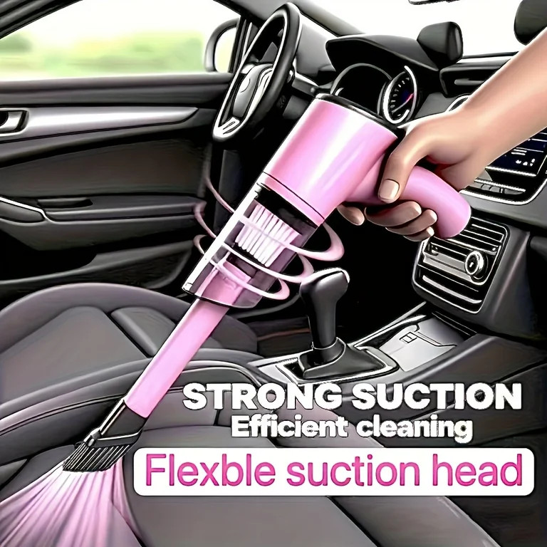 Portable Mini Car Vacuum Cleaner - Strong Suction, Dry/Wet, Pink for Pet Hair, Handheld, Cute, Mu... | Walmart (US)