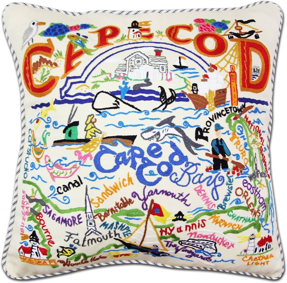 Catstudio Cape Cod Embroidered Pillow - U.S. City Souvenir Decorative Throw Pillow with Original ... | Amazon (US)