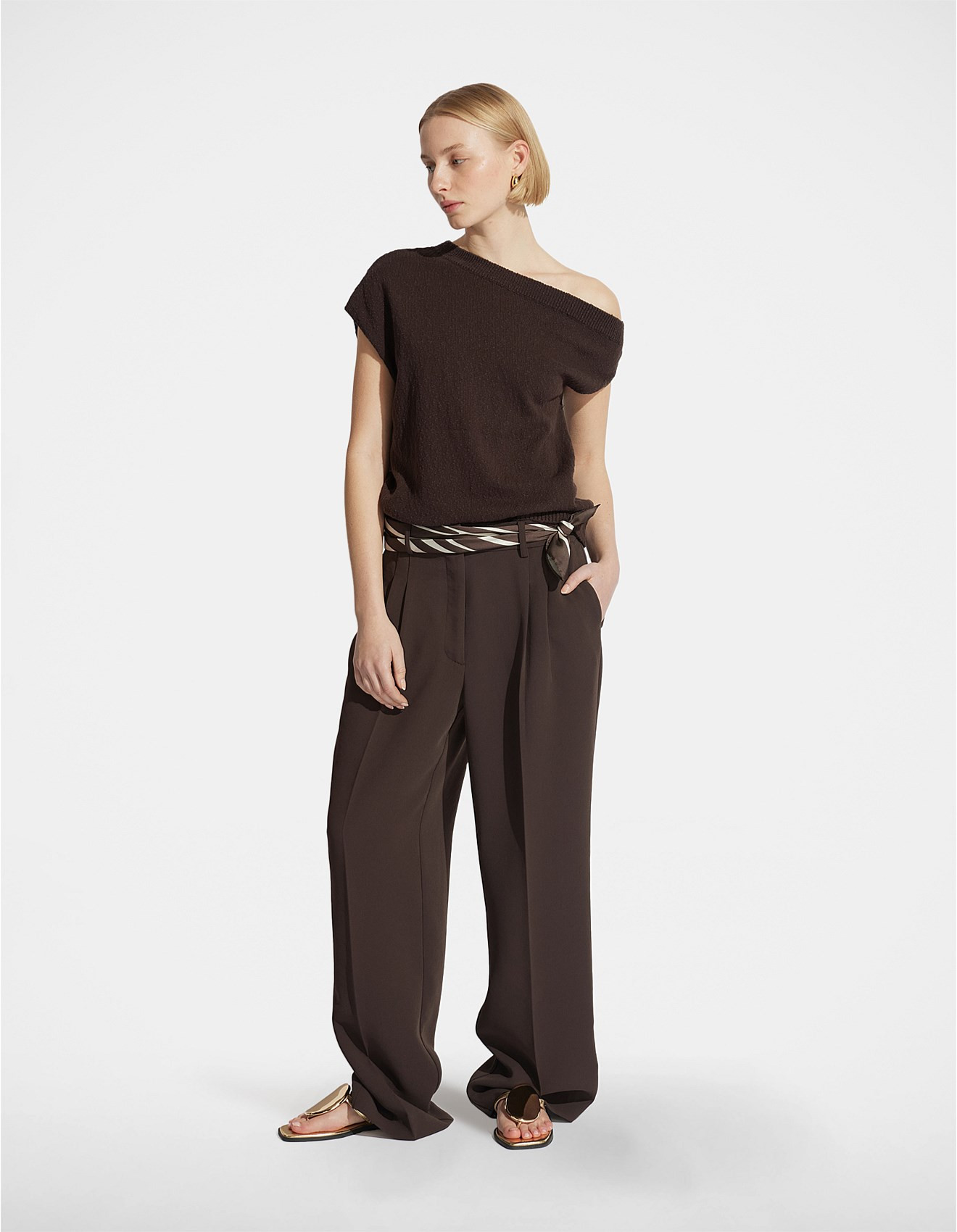 SAMMI TIPPED SHOULDER KNIT TOP | David Jones (Australia & New Zealand)