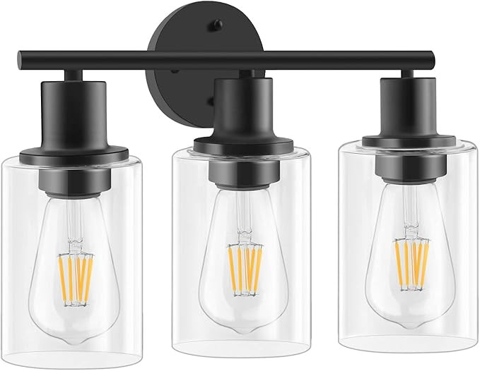 Bathroom Light Fixtures - 3-Light Modern bathroom vanity light, E26 bathroom lights over mirror w... | Amazon (US)