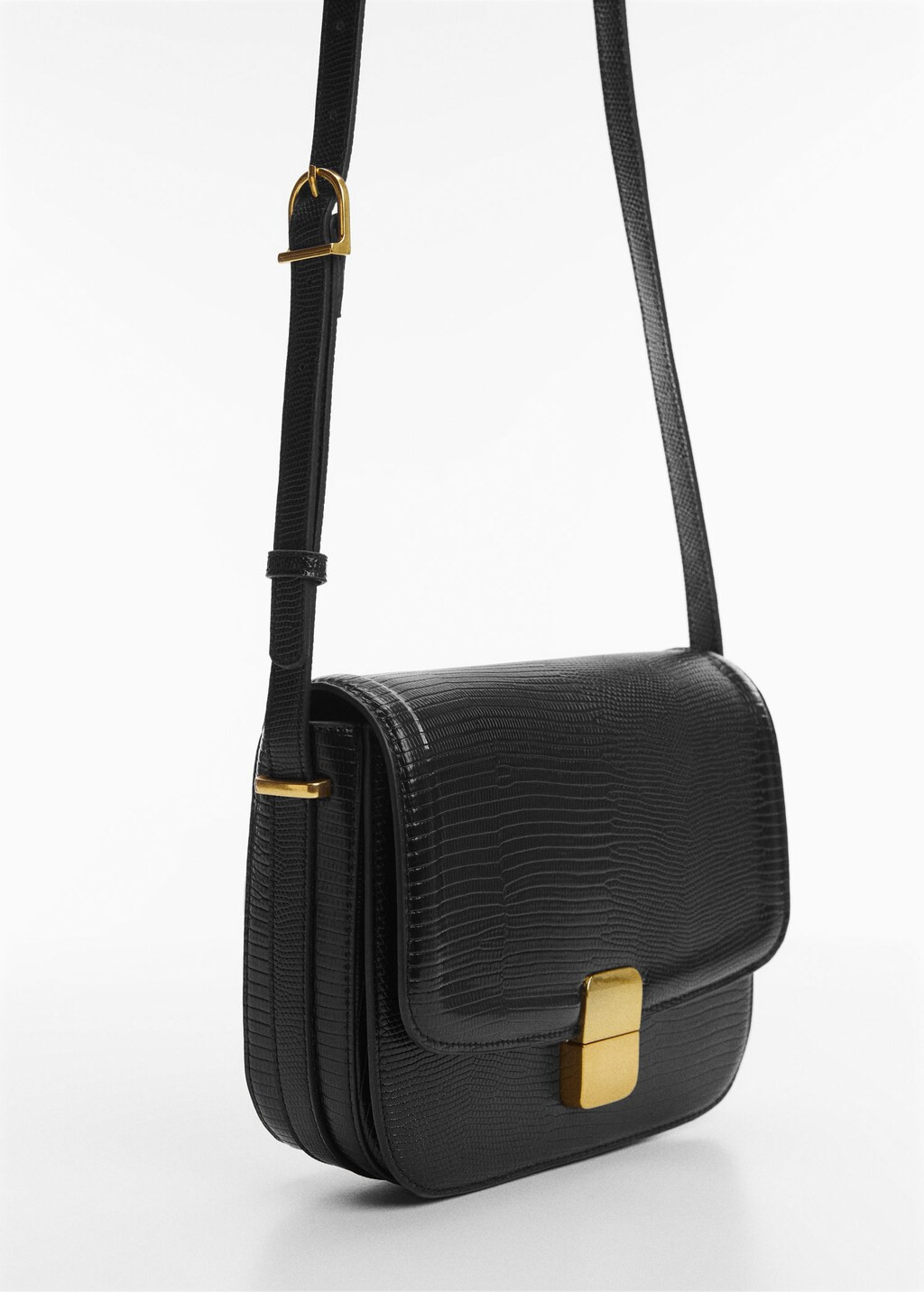 Croc-effect flap bag -  Women | Mango USA | MANGO (US)