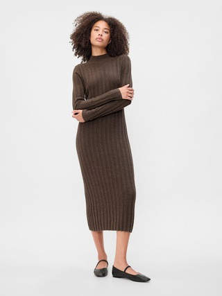 CashSoft Ribbed Mockneck Sweater Midi Dress | Gap Factory