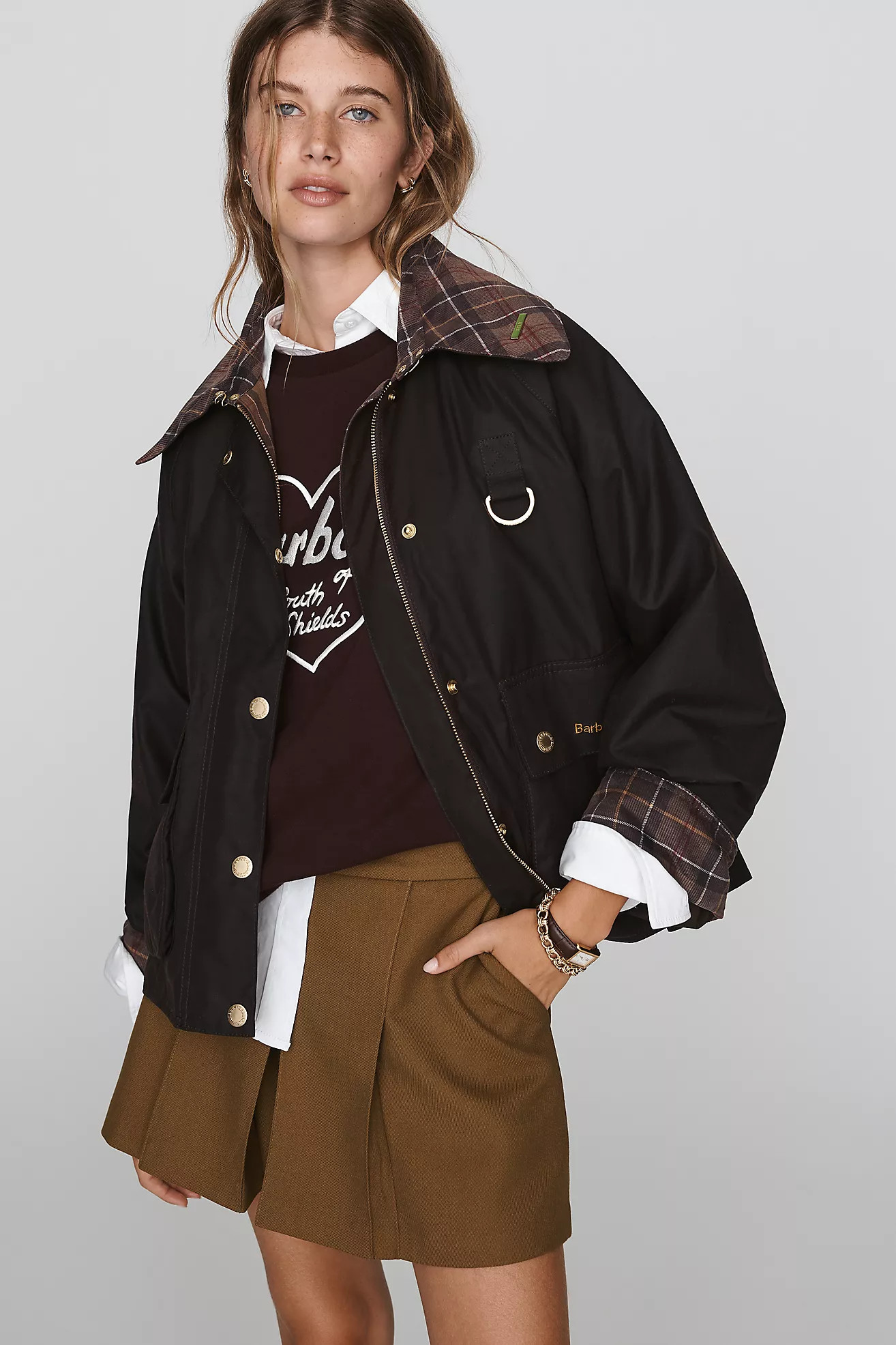 Barbour Icons Tartan Collar C Spey Wax Jacket | Anthropologie (US)