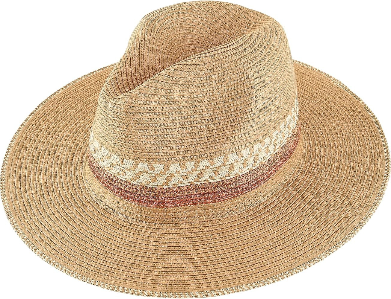 Womens Panama Sunhat UV UPF50 Beach Straw Hat Foldable Brim Summer Hat | Amazon (US)