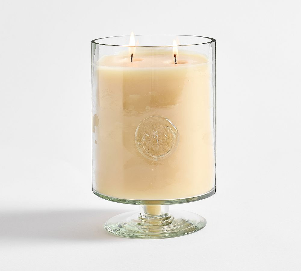 Stamped Glass Pedestal Candle - Mediterranean Citrus | Pottery Barn (US)