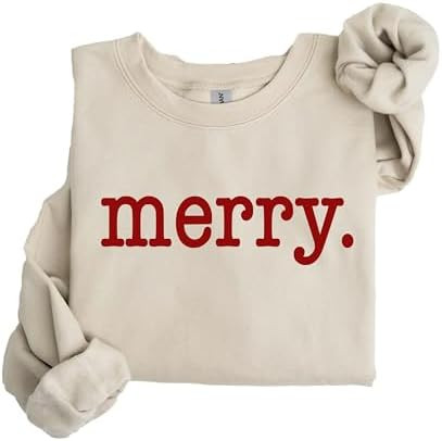 Merry Christmas Sweatshirt, Cozy Holiday Pullover, Cute Xmas Crewneck Sweater, Festive Winter Top... | Amazon (US)