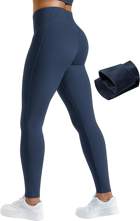AVGO Women's Fleece Lined Leggings Invisible Butt Scrunch Tights Winter Thermal Warm High Waisted... | Amazon (US)