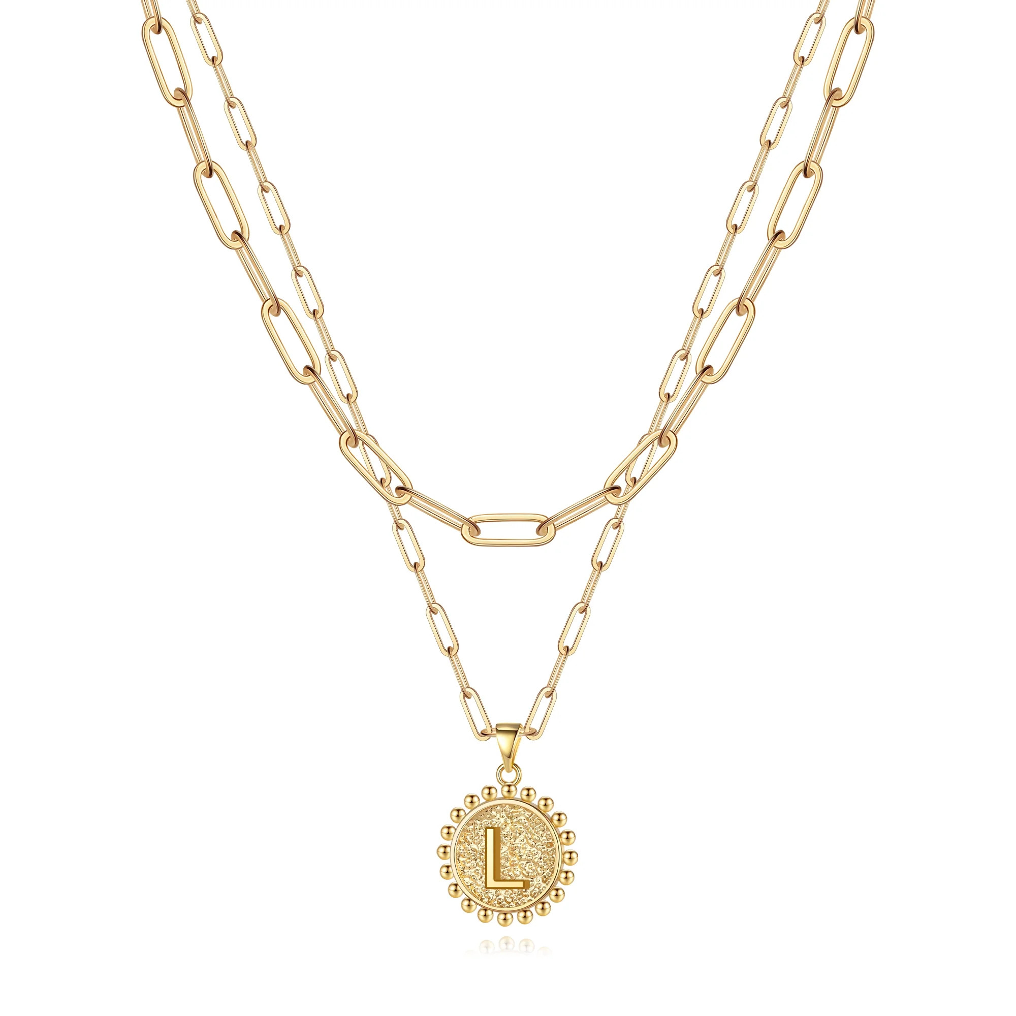 TINGN Layered Initial Necklaces for Women 14K Gold Plated Girls Dainty Layering Paperclip Choker ... | Walmart (US)