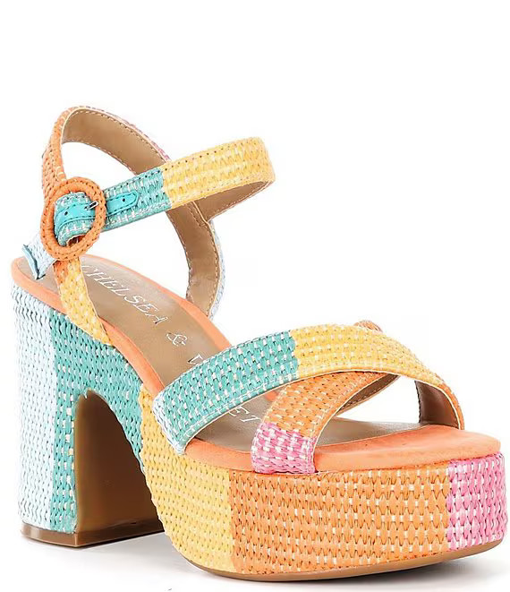 Brianna Colorblock Raffia Platform Sandals | Dillard's