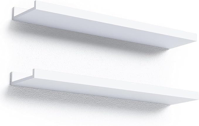 23.6 Inches Long Floating Shelves Wall Mounted, 2 Set Modern White Wall Shelf for Bedroom, Nurser... | Amazon (US)