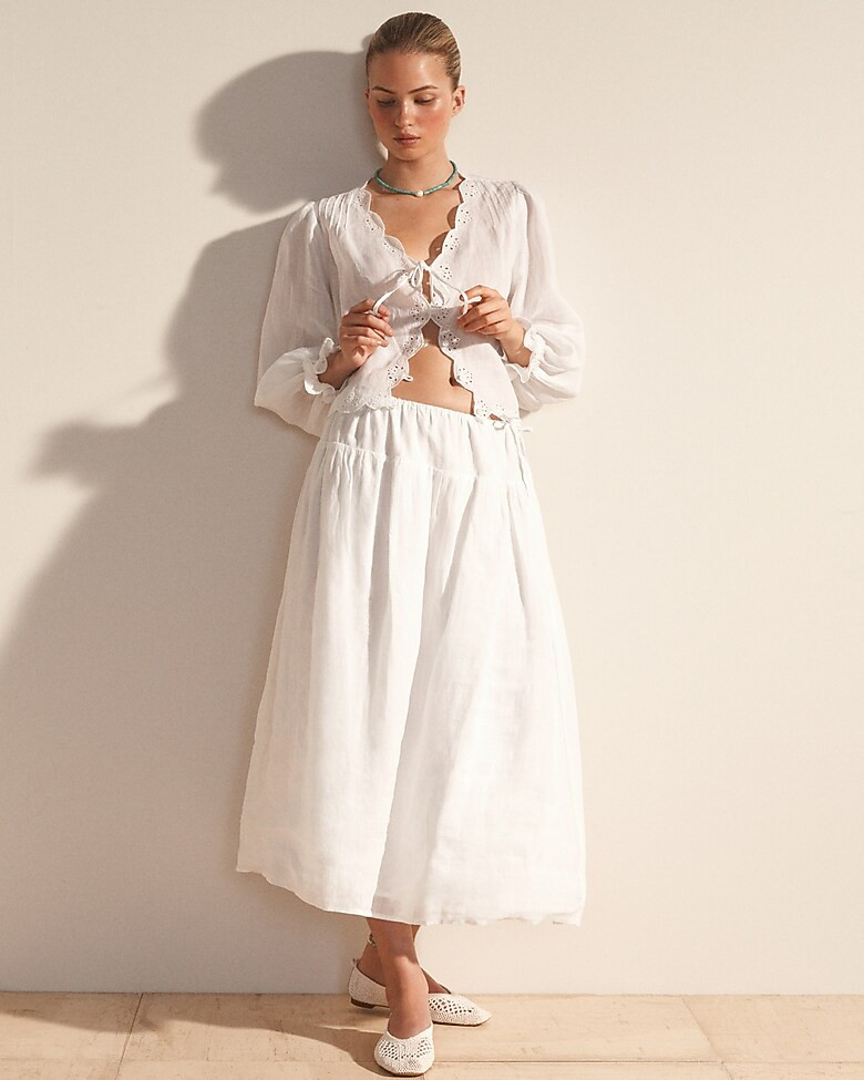Side-tie skirt in ramie | J. Crew US