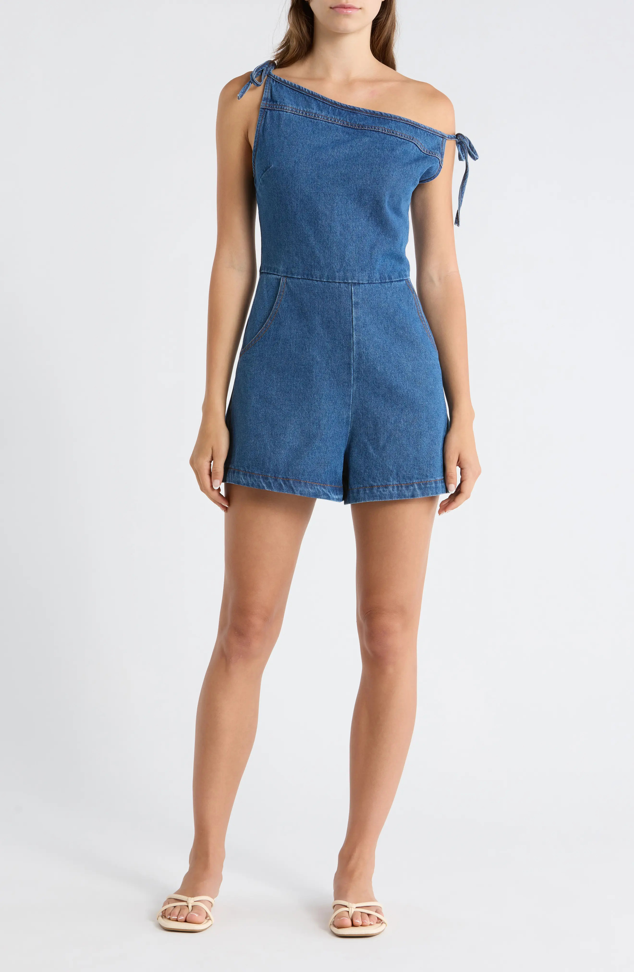 Petal & Pup Tatum Off the Shoulder Denim Romper (Women) | Nordstrom | Nordstrom