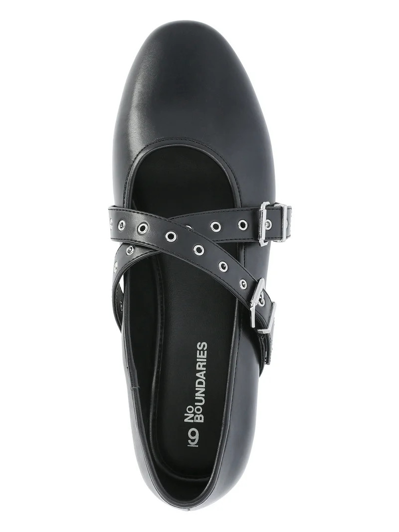 No Boundaries Mary Jane Ballet Flats with Cross-Band Buckle Strap, Women\u2019s | Walmart (US)