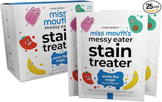 Miss Mouth's Messy Eater Stain Treater Wipes - 25 Pack Stain Remover - Newborn & Baby Essentials ... | Amazon (US)