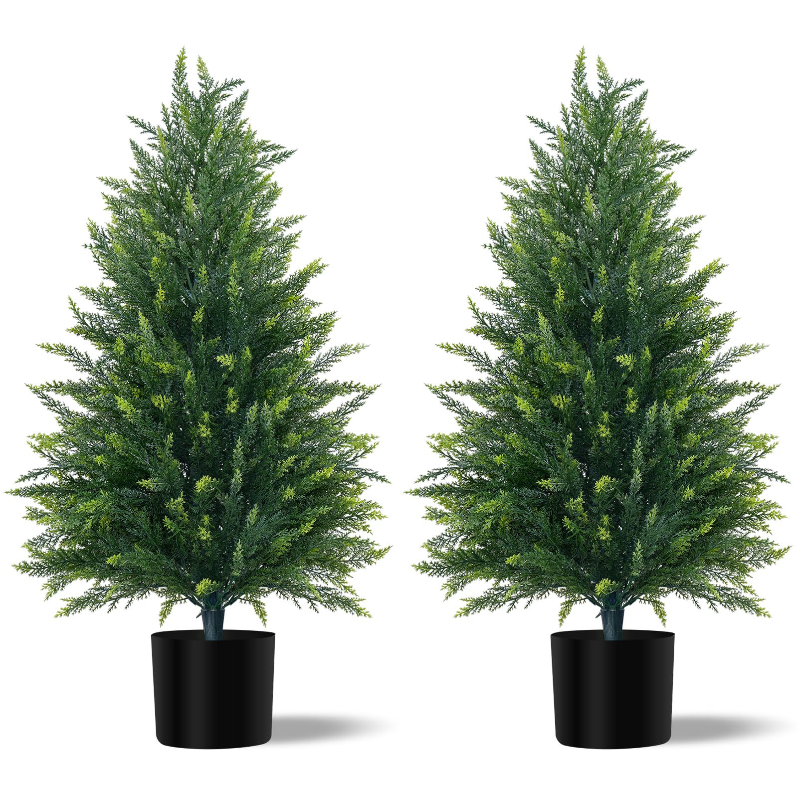 3FT Artificial Cedar Topiary Tree with Pot, Set of 2 Fake Evergreen Cypress Tree, Faux Plant for ... | Amazon (US)