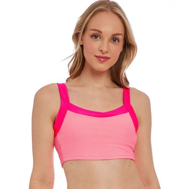 Cyn & Luca Sarabeth Colorblock Ribbed Adjustable Crop Top | Walmart (US)