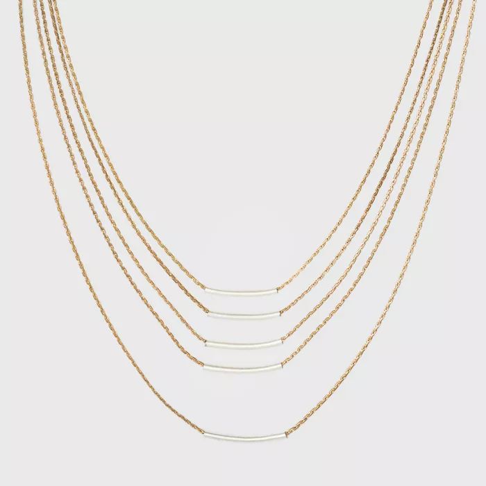 Delicate Multi Row with Thick Chain and Tubing Necklace - Universal Thread™ Gold | Target