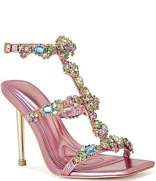 Azalea Wang Khai Multicolor Jewel Ornament Strappy Dress Sandals -  8 | Dillard's