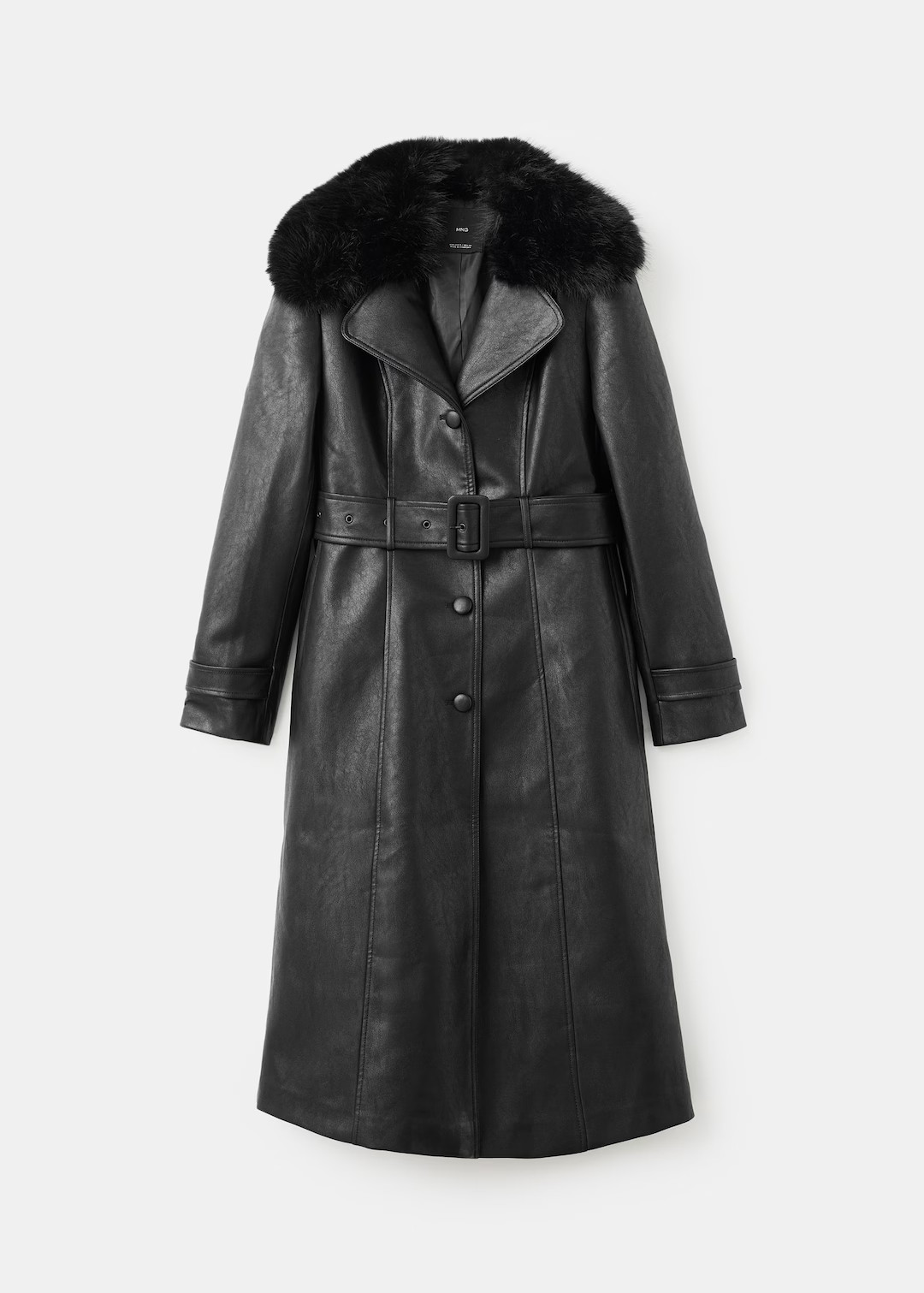 Faux-leather coat with fur collar | Mango (US/MX/AU)