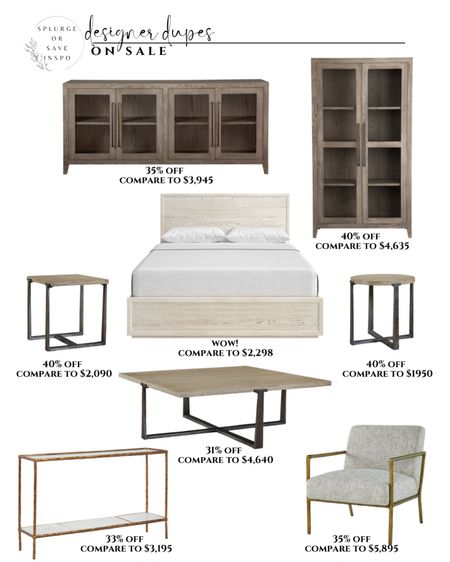 High end look on a budget. Modern bed. Rustic coffee table. Accent chair metal legs. Media console. Tall cabinet wooden. Rustic side table. 

#LTKhome #LTKsalealert #LTKFind