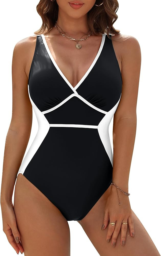 Blooming Jelly Women Tummy Control Swimsuits One Piece Modest Bathing Suit Lace Up Slimming Swim ... | Amazon (US)