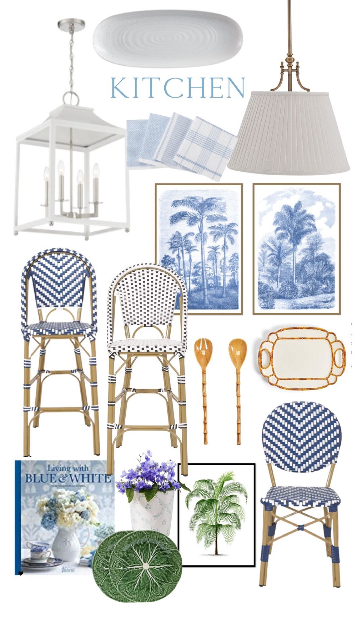 Blue and white kitchen Grandmillennial kitchen style bistro chairs bar stools 

#LTKsalealert #LTKstyletip #LTKhome