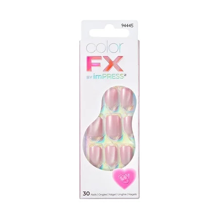 Kiss colorFX by Impress Valentine’s Day Press On Nails, ‘Cherished’, Pink, Short Squoval, 30 Ct. | Walmart (US)