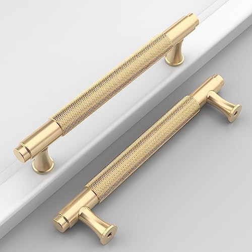 COTYKILEY 10 Pack 7.5 Inch(192mm) Brushed Brass Cabinet Handles Gold Knurled Kitchen Cabinet Pull... | Amazon (US)